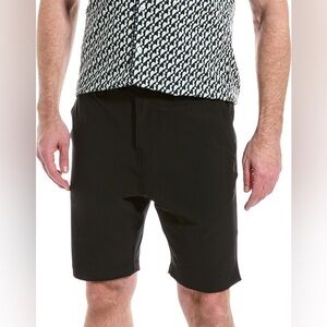 Magaschoni Flat Front Stretch Men's Black Casual Shorts Size 30 NWT